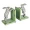 Hello Honey® 6" Gray & Green Iron Rabbit Bookends Set